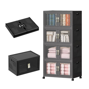 UAMFURI stackable black storage cabinet with clear doors