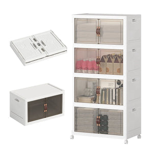 UAMFURI white collapsible stackable storage cabinet with clear doors