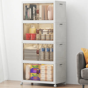 UAMFURI white clear door stackable storage cabinet storage display