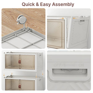 UAMFURI white clear door stackable storage cabinet wheel detail