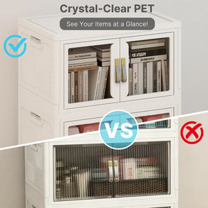 UAMFURI white storage cabinet clear and white panel door detail view
