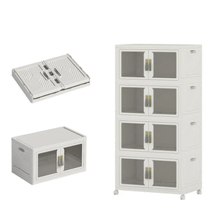 UAMFURI white storage cabinet with clear and white panel doors main product image