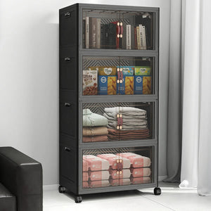 UAMFURI black 4-tier stackable storage bins with lids