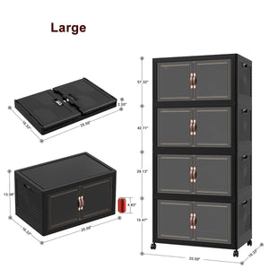 UAMFURI black stackable storage bins with lids large size chart