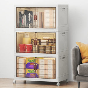UAMFURI white 3-tier stackable storage bins with lids