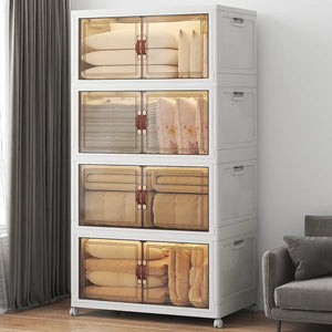 UAMFURI white 4-tier stackable storage bins with lids extra large