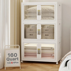 UAMFURI white clear door storage cabinet 3-tier extra large