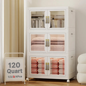 UAMFURI white clear door storage cabinet 3-tier large