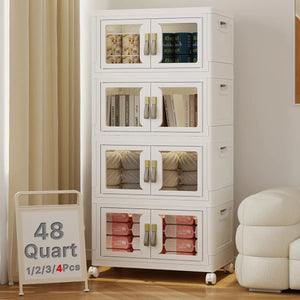 UAMFURI white clear door storage cabinet 4-tier medium