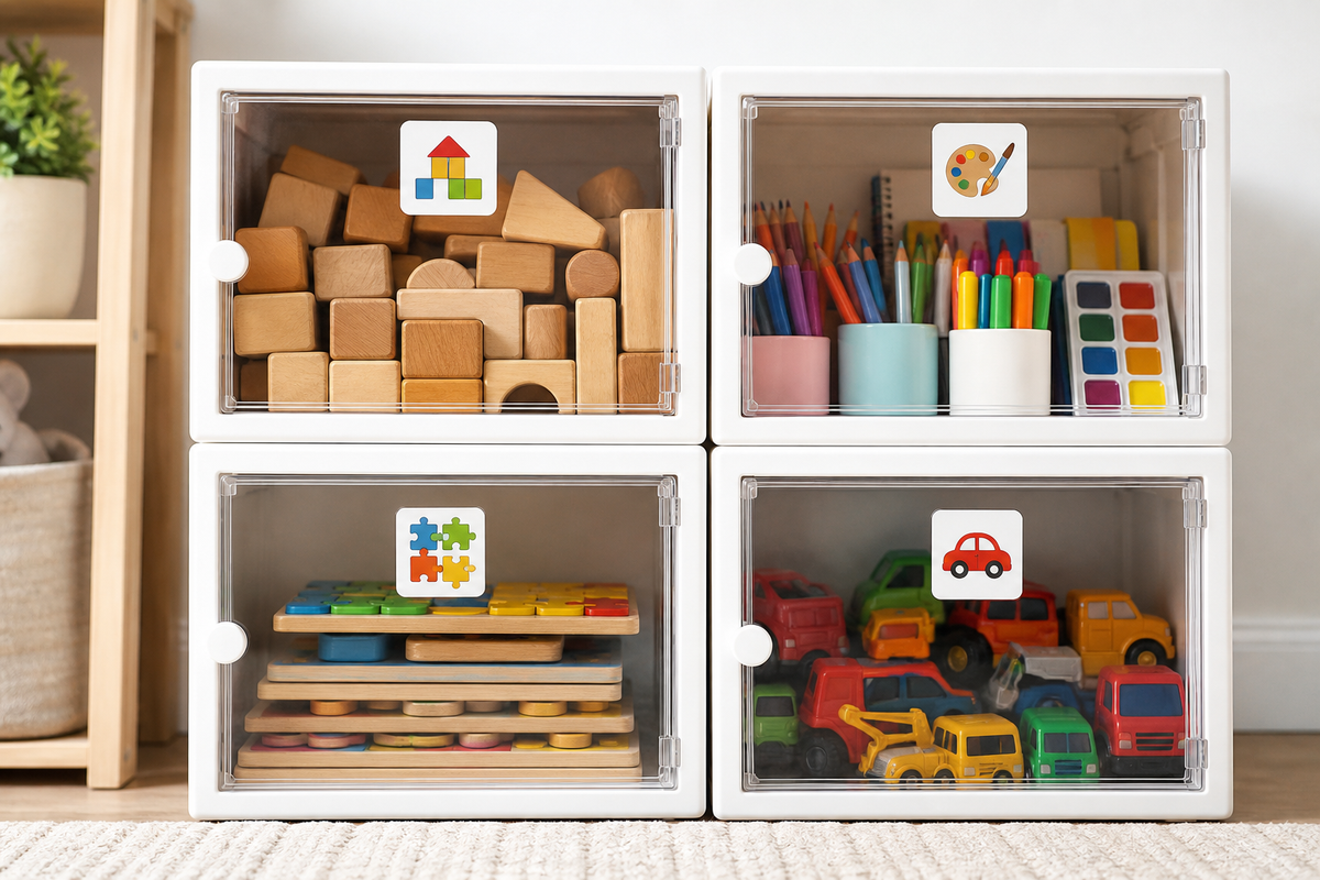 A Toy Rotation That Sticks: Stackable Storage Bins for Toys