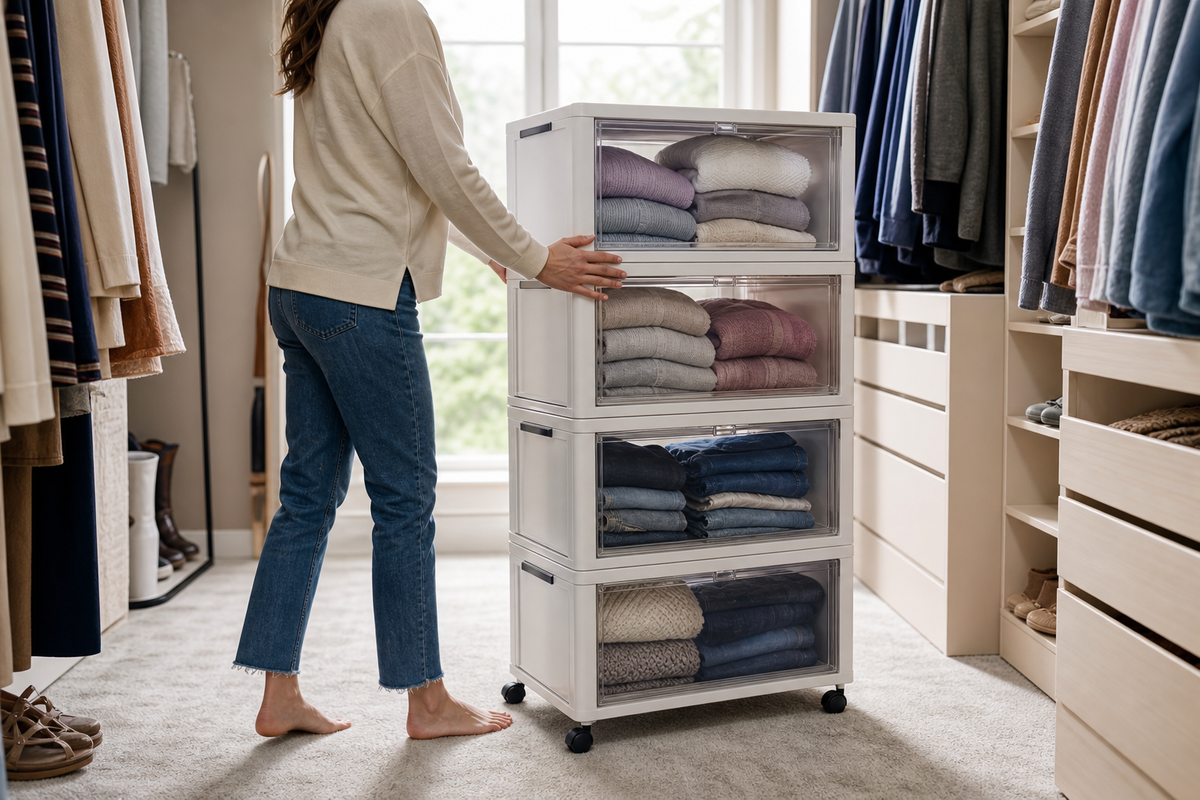 The No-Lifting Closet Reset: Stackable Storage Bins With Wheels for Seasonal Clothes