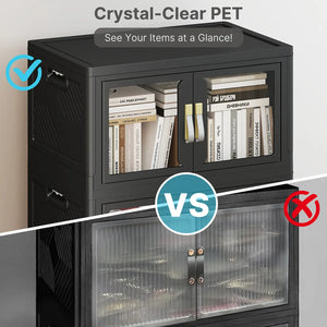 UAMFURI black storage cabinet clear and white panel door detail view