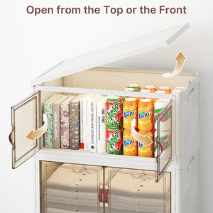 UAMFURI white clear door stackable storage cabinet flip top lid design