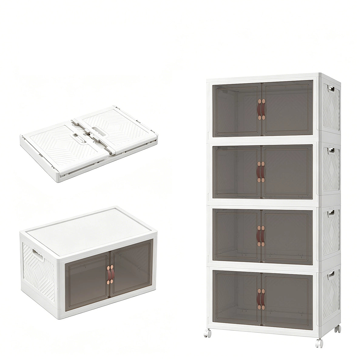 UAMFURI Clear Stackable Storage Bins with Open Front Door, White Stackable Plastic Storage Bins