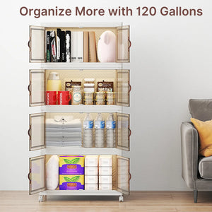 UAMFURI white clear door stackable storage cabinet with open doors