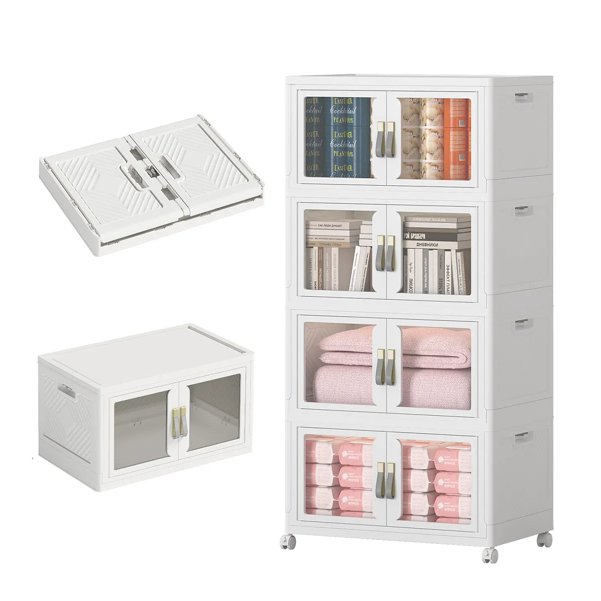 UAMFURI white clear door stackable storage cabinet main product image