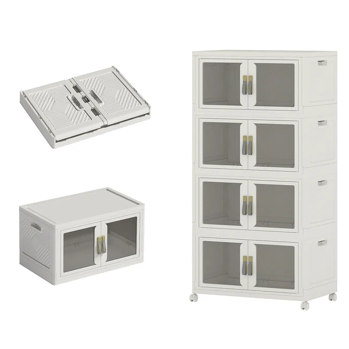 UAMFURI white clear door stackable storage cabinet main product image