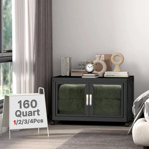 UAMFURI black clear door storage cabinet 1-tier extra large