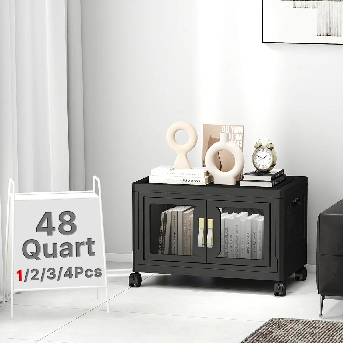 UAMFURI black clear door storage cabinet 1-tier medium