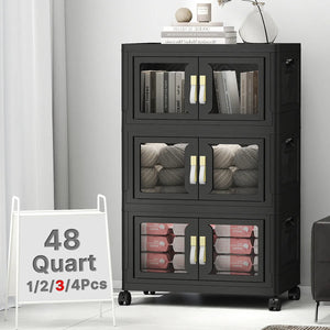 UAMFURI black clear door storage cabinet 3-tier medium