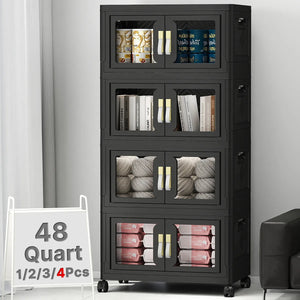 UAMFURI black clear door storage cabinet 4-tier medium