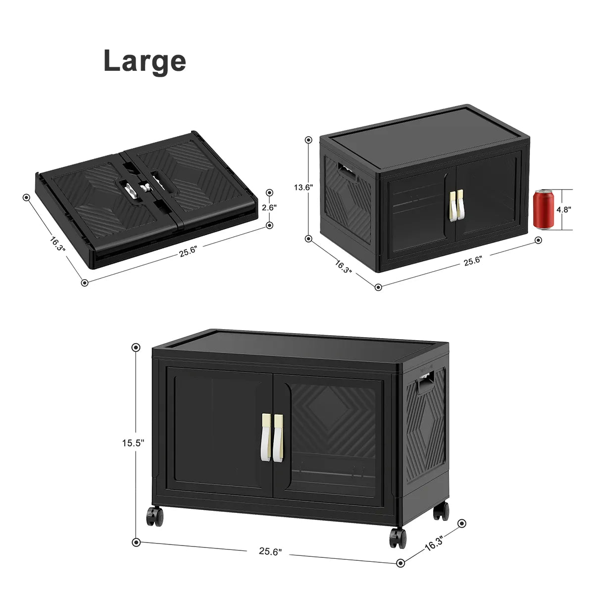 UAMFURI black clear door storage cabinet large size chart