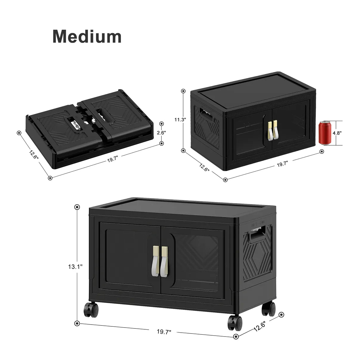 UAMFURI black clear door storage cabinet medium size chart
