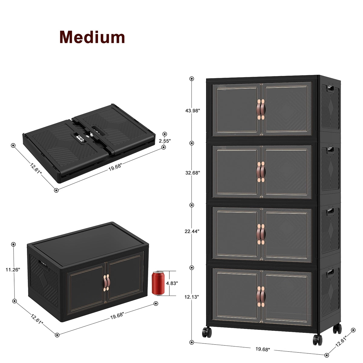 UAMFURI black stackable storage bins with lids medium size chart