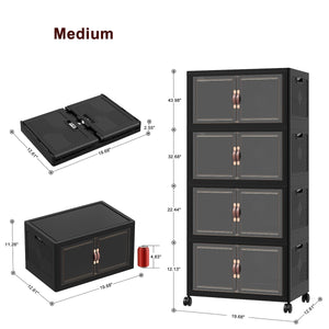 UAMFURI black stackable storage bins with lids medium size chart