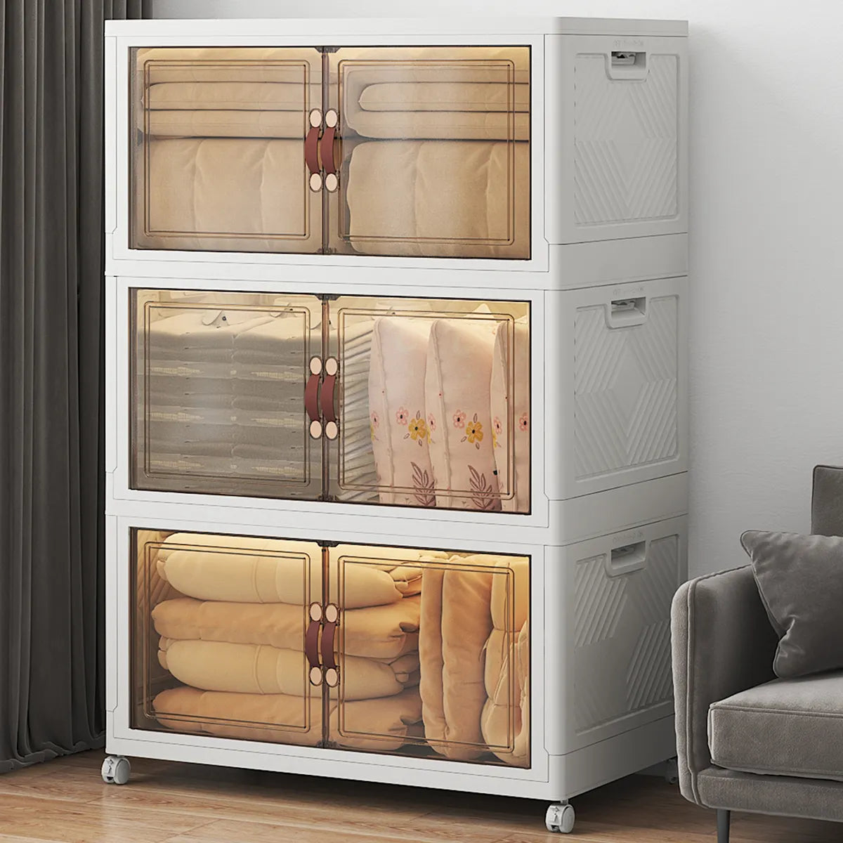 UAMFURI white 3-tier stackable storage bins with lids extra large
