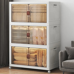 UAMFURI white 3-tier stackable storage bins with lids extra large