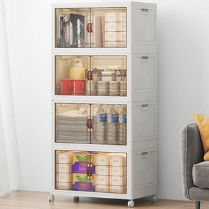 UAMFURI white 4-tier stackable storage bins with lids-Large