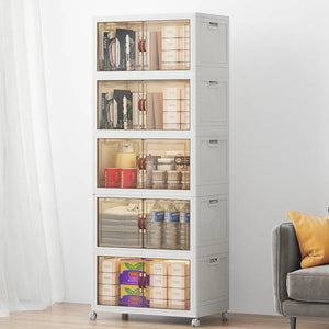 UAMFURI white 5-tier stackable storage bins with lids
