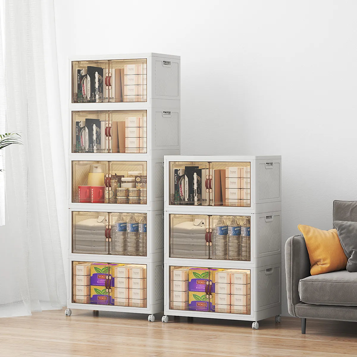 UAMFURI white 8-tier stackable storage bins with lids-Large