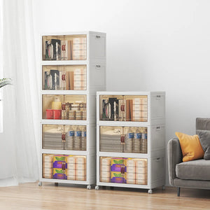 UAMFURI white 8-tier stackable storage bins with lids-Large