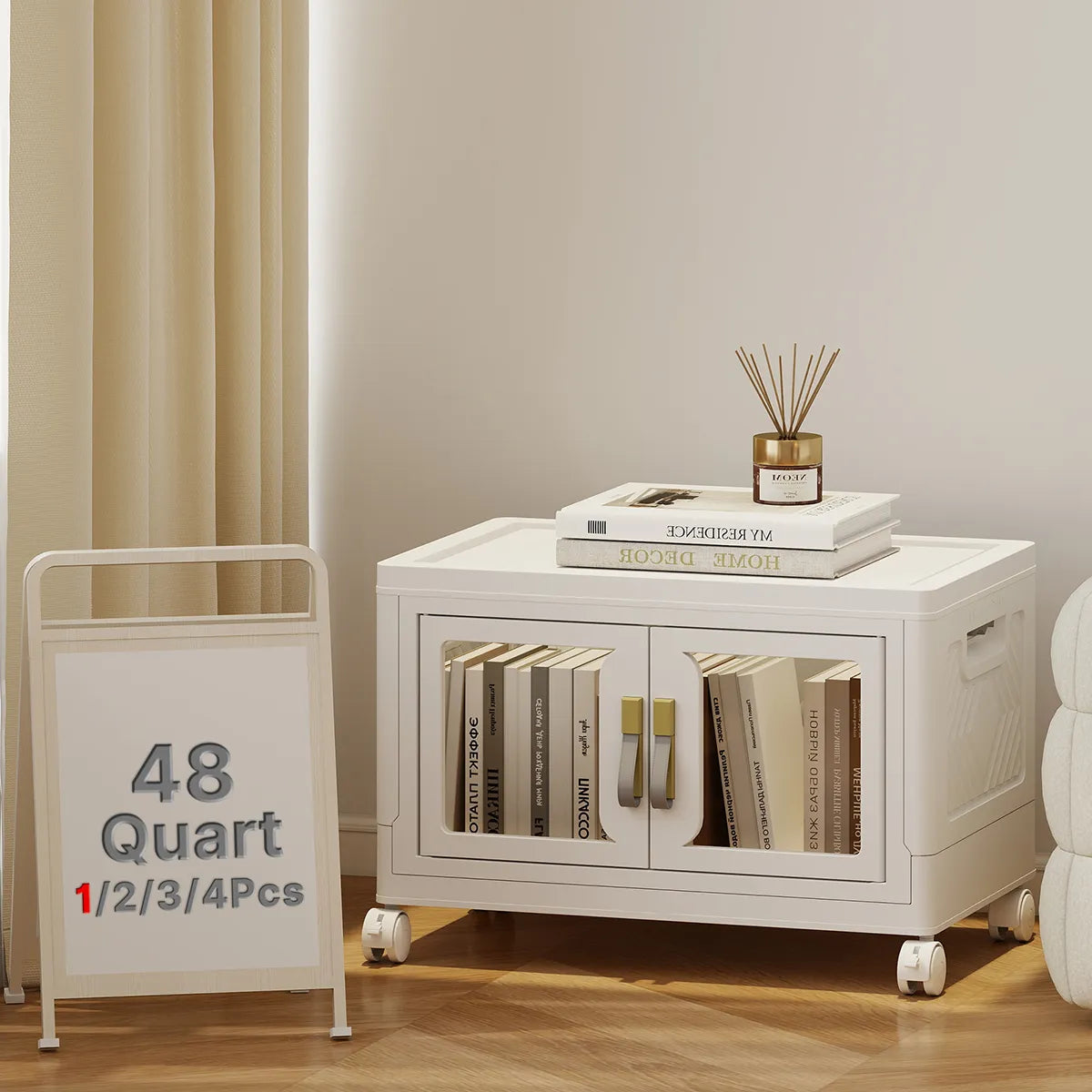 UAMFURI white clear door storage cabinet 1-tier medium