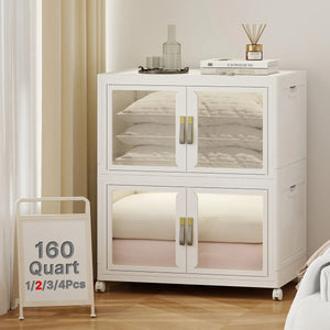 UAMFURI white clear door storage cabinet 2-tier extra large