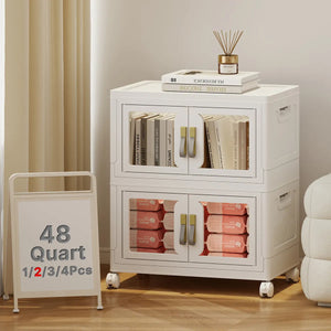 UAMFURI white clear door storage cabinet 2-tier medium