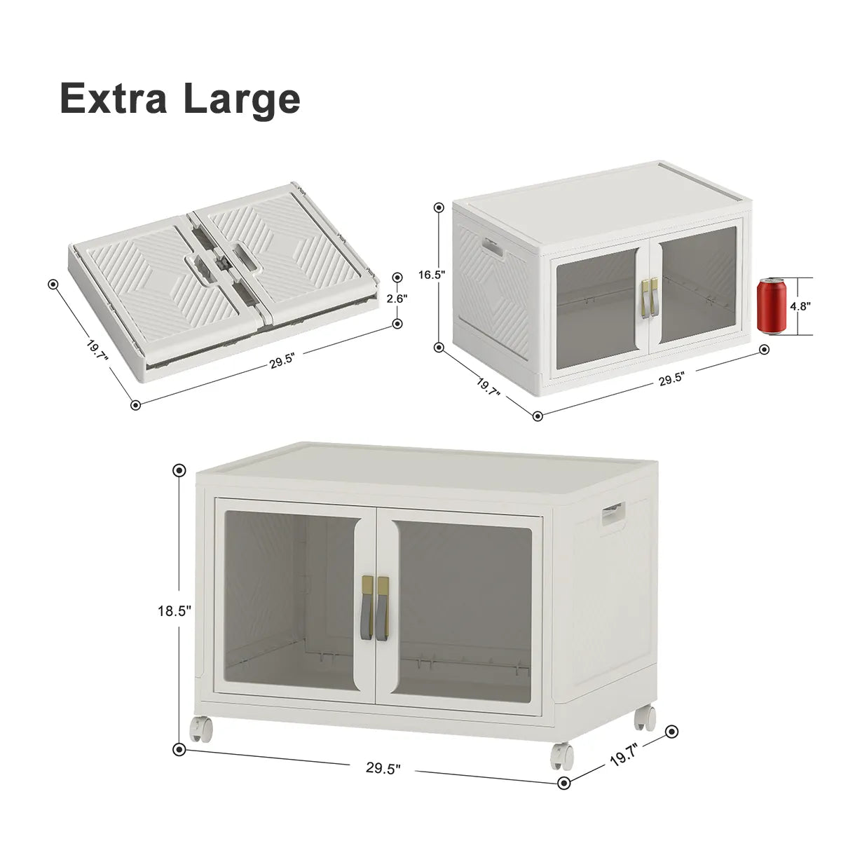 UAMFURI white clear door storage cabinet extra large size chart